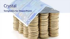  Presentation with euro - Theme having flipping houses - house shaped euro banknotes background and a sky blue colored foreground