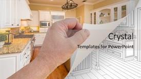  Presentation with turning page - PPT layouts enhanced with flipping houses - male hand turning page background and a mint green colored foreground