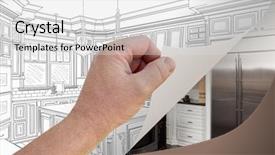  Presentation with turning page - Slides consisting of flipping houses - male hand turning page background and a light gray colored foreground