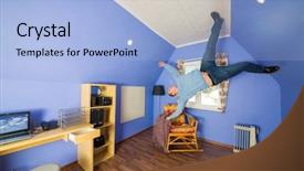  Presentation with jeans - Presentation theme with flipping houses - man in jeans running background and a light blue colored foreground