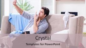  Presentation with party - Presentation consisting of flipping houses - man with mess at home background and a soft green colored foreground