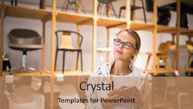  Presentation with modern color - Cool new slides with flipping houses - pretty young woman choosing backdrop and a coral colored foreground