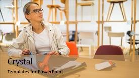  Presentation with modern color - Audience pleasing theme consisting of flipping houses - pretty young woman choosing backdrop and a coral colored foreground