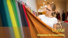  Presentation with modern color - Colorful PPT layouts enhanced with flipping houses - pretty young woman choosing backdrop and a red colored foreground