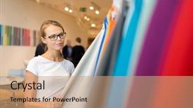  Presentation with modern color - PPT layouts featuring flipping houses - pretty young woman choosing background and a coral colored foreground