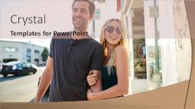  Presentation with walking together - Presentation theme consisting of flirty couple having fun walking background and a coral colored foreground