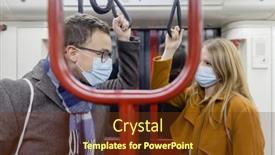  Presentation with maintain - Beautiful PPT layouts featuring flirty-couple-with-covid-19 backdrop and a tawny brown colored foreground