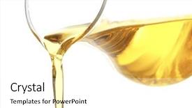  Presentation with cooking oil - Slides consisting of fliud gold - pouring cooking oil from glass background and a white colored foreground