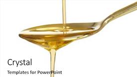  Presentation with cooking oil - Theme consisting of fliud gold - pouring cooking oil into spoon background and a white colored foreground