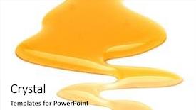  Presentation with honey - Slide deck consisting of fliud gold - sweet honey isolated on white background and a  colored foreground