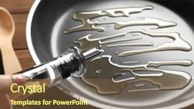  Presentation with close up pouring oil - Colorful PPT layouts enhanced with fliud gold - woman pouring oil into frying backdrop and a tawny brown colored foreground