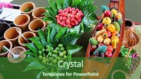  Presentation with bangkok - Presentation design consisting of float - cuisine on the boat background and a forest green colored foreground