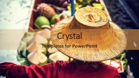  Presentation with bangkok - Beautiful slides featuring float - damnoen saduak floating market backdrop and a gold colored foreground