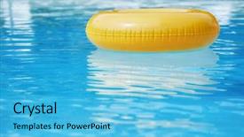  Presentation with blue water - PPT theme with float - floating ring on blue water background and a light blue colored foreground