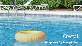  Presentation with blue water - Amazing PPT theme having float - floating ring on blue water backdrop and a teal colored foreground
