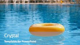  Presentation with blue water - Presentation theme enhanced with float - floating ring on blue water background and a light blue colored foreground