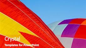  Presentation with launch - Presentation design consisting of float envelope - beautiful hot air balloon preparing background and a crimson colored foreground