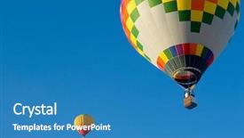  Presentation with dark blue - Presentation theme featuring float envelope - beautiful hot air balloon background and a teal colored foreground