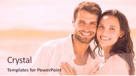  Presentation with camera - Slide deck enhanced with float envelope - hhappy couple looking at camera background and a lemonade colored foreground