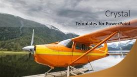  Presentation with canada - Presentation theme consisting of float-plane-in-the-mountains background and a light gray colored foreground