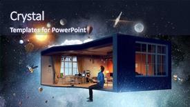  Presentation with dreams - Amazing presentation design having floating architecture - realize your design dreams mixed backdrop and a navy blue colored foreground