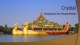  Presentation with myanmar mote lone yay paw - Cool new PPT layouts with floating barge karaweik in yangon backdrop and a light blue colored foreground