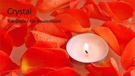  Presentation with floating - Slide set with floating candles - candle and rose petals background and a  colored foreground
