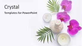  Presentation with pink flowers - Cool new presentation design with floating candles - spa setting and spa composition backdrop and a sky blue colored foreground