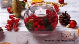  Presentation with christmas candles - Presentation design featuring floating candles in water background and a violet colored foreground