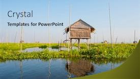  Presentation with barn - Beautiful PPT layouts featuring floating-cucumber-and-other-vegetables backdrop and a light blue colored foreground
