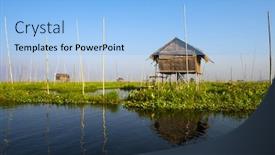  Presentation with barn - Presentation design consisting of floating-cucumber-and-other-vegetables background and a light blue colored foreground