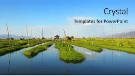  Presentation with gardens - PPT theme featuring floating gardens on inle lake myanmar burma background and a light blue colored foreground