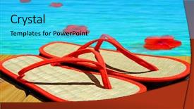  Presentation with hibiscus flower - PPT theme featuring floating hibiscus flowers by flip background and a cyan colored foreground