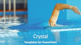  Presentation with swimming pool - Slides with floating images - image of young athlete man background and a teal colored foreground
