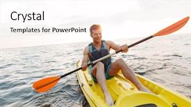  Presentation with kayaking - Amazing slide set having floating images - image of young handsome man backdrop and a white colored foreground