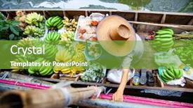  Presentation with floating - Presentation theme enhanced with floating market - top view background and a seafoam green colored foreground