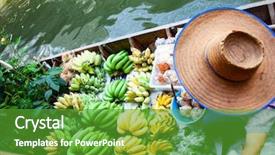  Presentation with floating - Presentation design with floating market - top view background and a tawny brown colored foreground