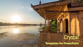  Presentation with kashmir - Slides with floating market - traditional houseboats on dal lake background and a tawny brown colored foreground