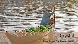  Presentation with boat - Colorful theme enhanced with floating market - woman in boat with fruits backdrop and a  colored foreground