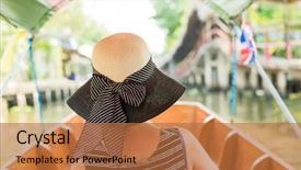  Presentation with floating - PPT theme having floating market in bangkok background and a red colored foreground