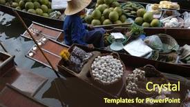  Presentation with labor market - Presentation with floating market in damnoen saduak background and a tawny brown colored foreground