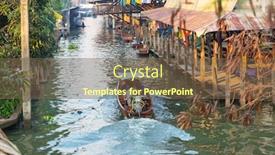  Presentation with floating - Slide deck with floating-market-in-the-thailand background and a tawny brown colored foreground