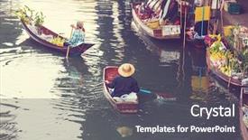  Presentation with floating - PPT layouts with floating market in the thailand background and a dark gray colored foreground