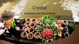  Presentation with floating - Slide deck having floating market near bangkok thailand background and a yellow colored foreground