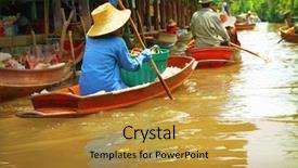  Presentation with floating - Presentation having floating market background and a gold colored foreground