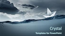  Presentation with ship storm - PPT theme featuring floating on water on storm background and a ocean colored foreground