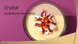  Presentation with cream - Presentation theme having floating restaurant - bowl of custard cream background and a coral colored foreground