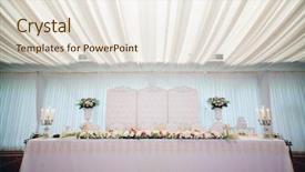  Presentation with events and decoration presentation - Audience pleasing slide set consisting of floating restaurant - wedding table decoration backdrop and a sky blue colored foreground