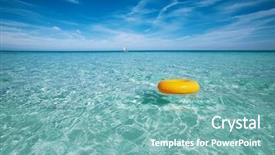  Presentation with sky blue - Colorful PPT theme enhanced with floating ring on blue clear backdrop and a seafoam green colored foreground