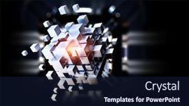  Presentation with floating - Slide set having floating-shiny-cube-network-mixed background and a navy blue colored foreground